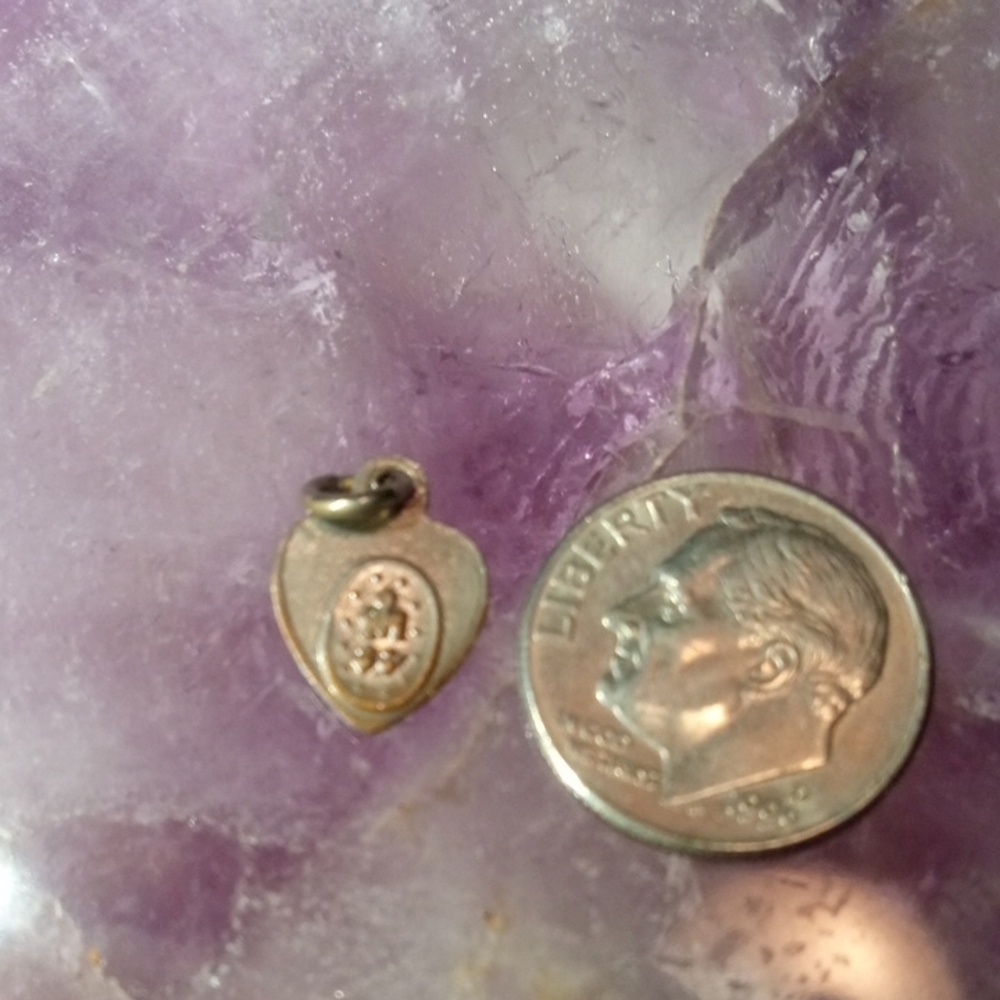 Silver and Blue Heart Charm With Religious Idol - Picture 6 of 9